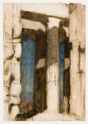 Deur van het Parthenon (houtskool, aquarel en gouache op papier)