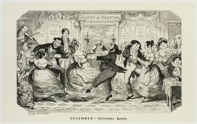 December - Christmas Bustle uit de Steel Etchings van George Cruikshank voor de Comic Almanacks: 1835-1853