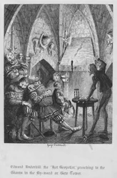 Edward Underhill de "Hot Gospeller," predikend tot de Reuzen in de By-ward of Gate Tower