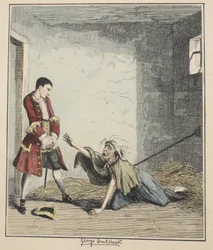 Jack Sheppard bezoekt zijn Moeder in Bedlam, illustratie uit Jack Sheppard: Een Romantiek door William Harrison Ainsworth