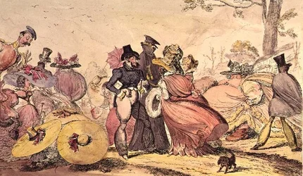 Monstrositeiten van 1825 en 1826. (Satirische Cartoon van 19e eeuwse Engelse Mode)