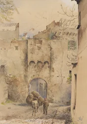 Poort aan de top van de oude stad, San Remo, 1877
