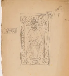 Studie [figuur zittend in een boog]
