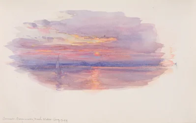 Zonsondergang, Caernarvon, Noord-Wales