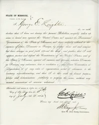 Loyaliteitseed van George E. Leighton uit Missouri, County of St. Louis