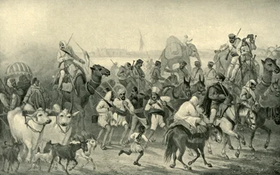 Inheemse hulptroepen haasten zich naar Delhi, c1850s, 1901