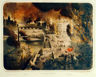 De Commune: Parijs brandt ... (gravure)