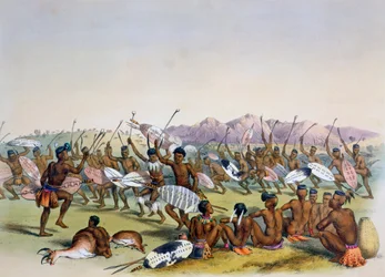 Zulu Jachtdans bij de Engooi Bergen, 1849