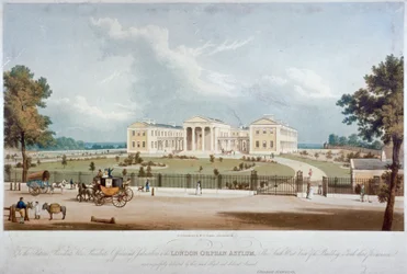 Zuidwestelijk uitzicht op het London Orphan Asylum in Lower Clapton, Hackney, Londen