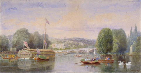 De Rivier de Theems met de Richmond Bridge en Richmond Hill in de verte, Londen, 1867