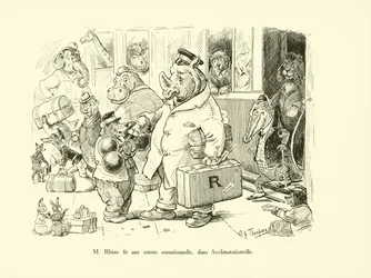 Mr Rhino maakte een sensationele entree in Acclimatationville (litho)