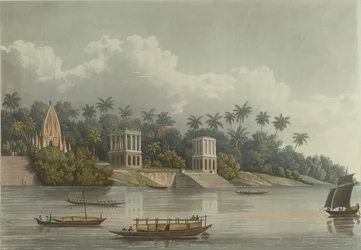 Hindoe Pagodes onder Barrackpore aan de Ganges