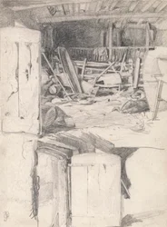 Studie voor "De Gans", 1867: Interieur van een Schuur