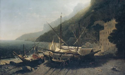 Uitzicht op Amalfi, Baai van Salerno, 1857