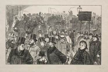 De levende stroom bij London Bridge - Op de brug, 1863