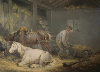 Paarden in een stal