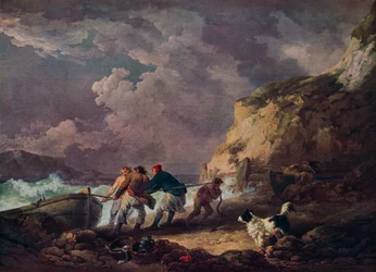 Kust: Vissers trekken een Boot aan Land, 1791