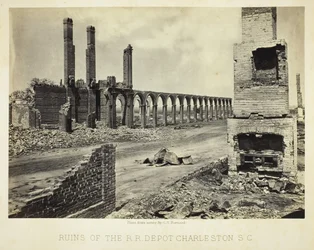 Ruïnes van het R.R. Depot Charleston, S.C., 1865
