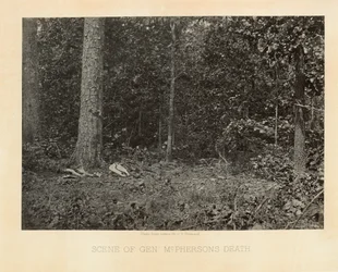 Scène van de dood van generaal McPherson, Georgia, uit Fotografische Beelden van Sherman