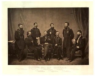 Sherman en zijn generaals [Blair toegevoegd van een andere negatief voor het afdrukken], 1865