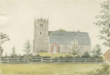 High Offley Kerk: Aquarel Schilderij, 1821