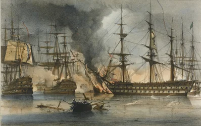 De zeeslag bij Navarino op 20 oktober 1827