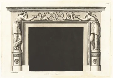Een nieuwe collectie schoorsteenstukken, versierd in de stijl van de Etruskische, Griekse en Romeinse architectuur; Bevat zesendertig ontwerpen geschikt voor de meest elegante appartementen