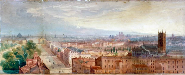 Luchtfoto van Knightsbridge, Londen, ca. 1845