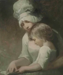 Een Moeder en Kind Lezen Mrs Cumberland en haar zoon