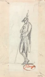 Een staande mannelijke figuur