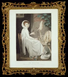 Die Spinnerin (gravure van Thomas Cheesman, naar G. Romney, uitgegeven door John en Josiah Boydell 1789)
