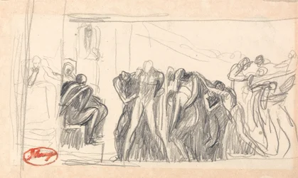 Figuurcompositie; Gevangene voor een rechter
