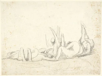 Groep lijdende figuren op de grond  (schets voor ‘Howard bezoekt gevangenissen’)