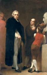 John Flaxman (1755-1826) modelleert zijn buste van William Hayley (1745-1820), ca. 1791-92