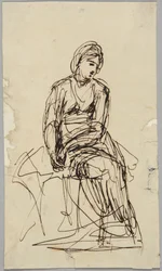 Zittende vrouwenfiguur
