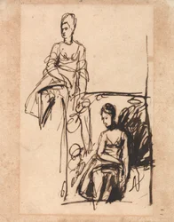 Zittende vrouw, twee studies