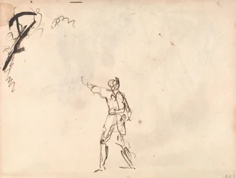 Staand figuur met opgeheven arm, mogelijk Macbeth