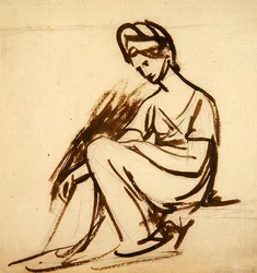 Studie voor een portret van een zittende dame