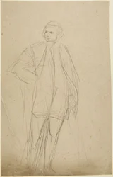 Studie voor een portret ten voeten uit van een man in een gewaad