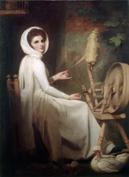 De Spinster Lady Emma Hamilton aan het Spinnewiel