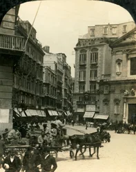 Piazza en kerk van San Ferdinando, Napels, Italië, ca. 1909