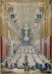 Uitzicht op het diner van de Lord Mayor in de Guildhall, City of London