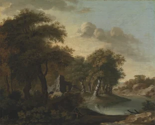 Een Uitzicht bij Arundel, Sussex, met Ruïnes bij Water