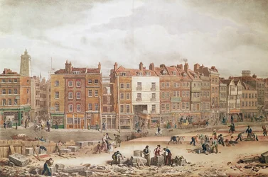 Een uitzicht op High Street Southwark als de Oude Weg