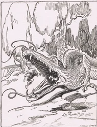 De drakentanden: Hij stormde op het monster af en wierp zichzelf in zijn gapende mond