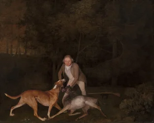 Freeman, de jachtopziener van de graaf van Clarendon, met een stervende hinde en hond, 1800