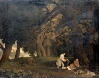 Schietscène in het bos