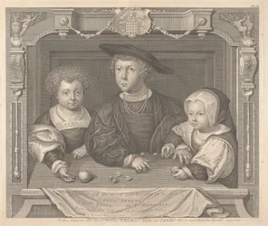 Drie kinderen van Hendrik VII en Elizabeth zijn koningin, Prins Arthur, Prins Hendrik en Prinses Margaret