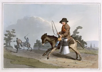 De melkjongen, gegraveerd door Robert Havell de Oudere, uitgegeven 1814 door Robinson en Zoon, Leeds