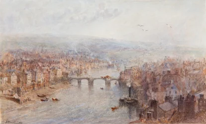 Whitby en de Rivier Esk, op een Grijze Dag